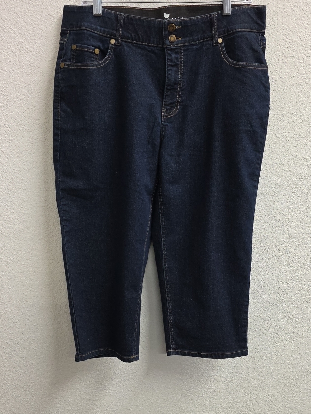 Woman Within Dark Wash Stretch Denim Capri Jeans Plus Size 16W
